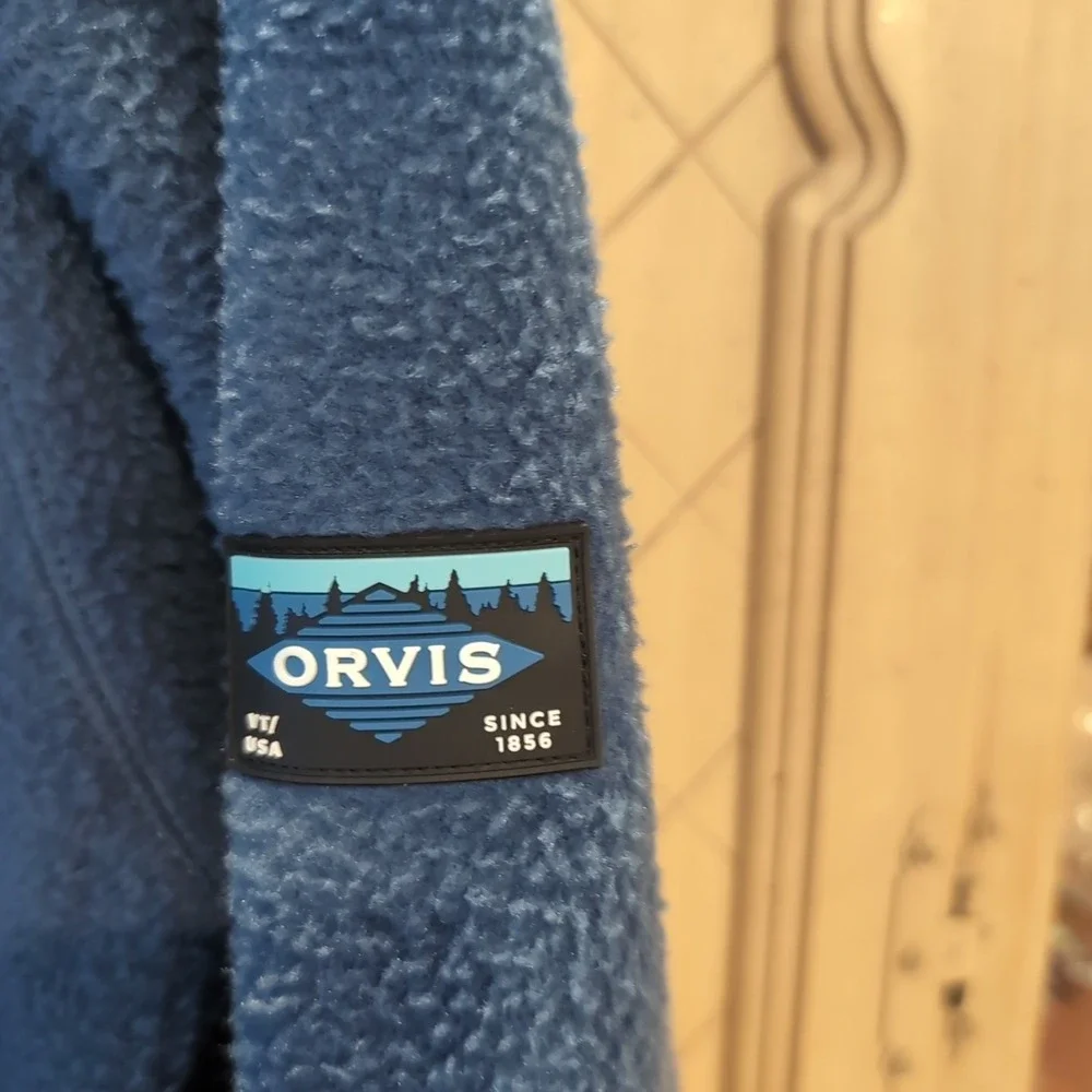Orvis Mens Soft Shell Fleece Jacket Turquoise Blue Size Medium Pockets Int & Ext